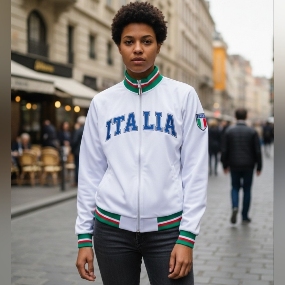 Unlimited Italia Track Jacket White Full Zip Soccer XS Italy Euro